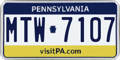 PA license plate MTW7107