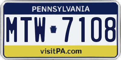 PA license plate MTW7108