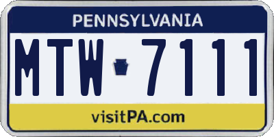 PA license plate MTW7111