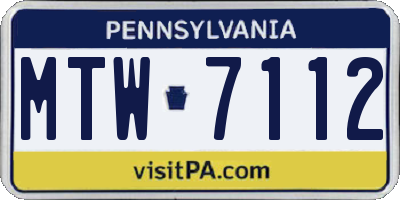 PA license plate MTW7112
