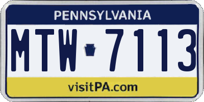 PA license plate MTW7113