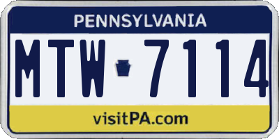 PA license plate MTW7114