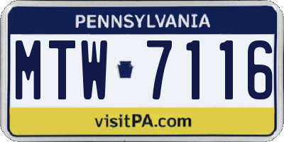 PA license plate MTW7116
