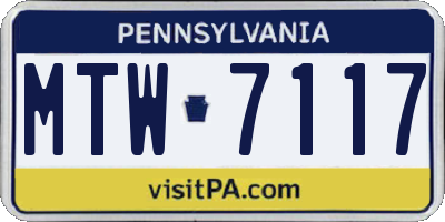 PA license plate MTW7117