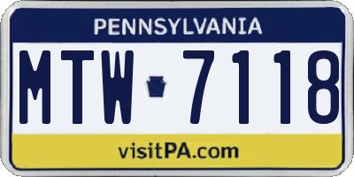 PA license plate MTW7118
