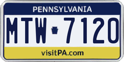 PA license plate MTW7120