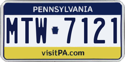PA license plate MTW7121