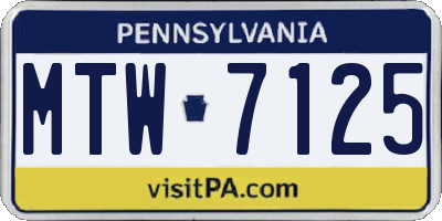 PA license plate MTW7125