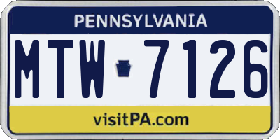 PA license plate MTW7126
