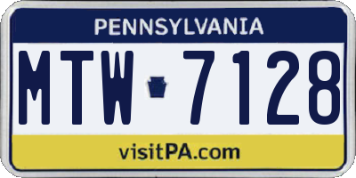 PA license plate MTW7128
