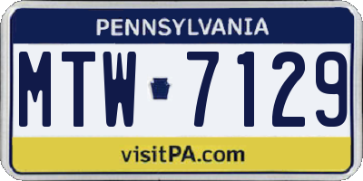 PA license plate MTW7129