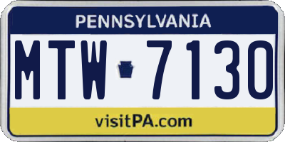 PA license plate MTW7130