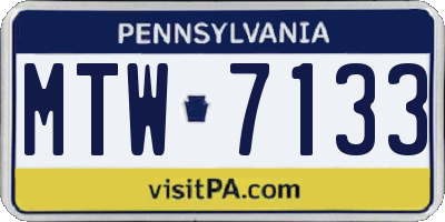PA license plate MTW7133