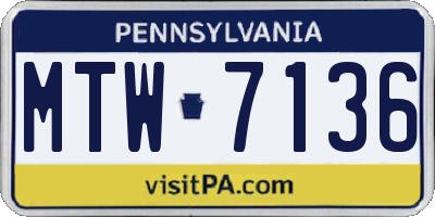 PA license plate MTW7136