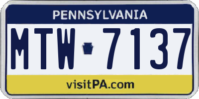 PA license plate MTW7137