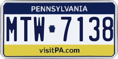 PA license plate MTW7138