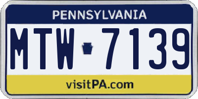 PA license plate MTW7139