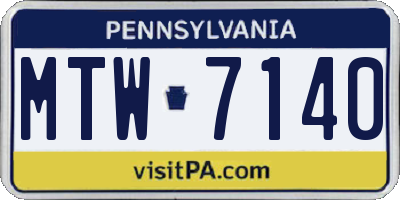 PA license plate MTW7140