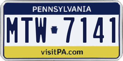 PA license plate MTW7141