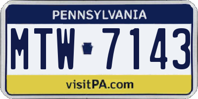 PA license plate MTW7143