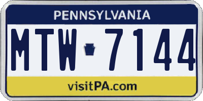 PA license plate MTW7144