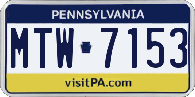 PA license plate MTW7153