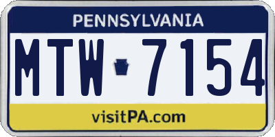 PA license plate MTW7154