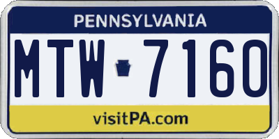 PA license plate MTW7160