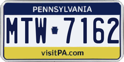 PA license plate MTW7162