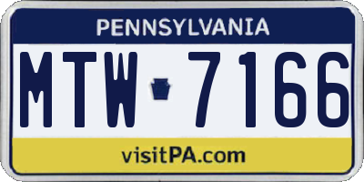 PA license plate MTW7166