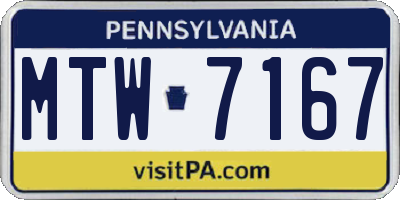 PA license plate MTW7167