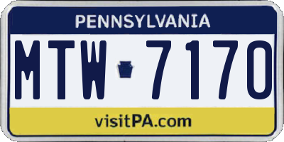 PA license plate MTW7170