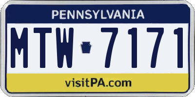 PA license plate MTW7171