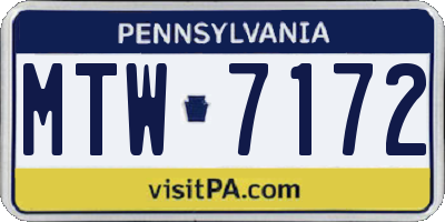 PA license plate MTW7172