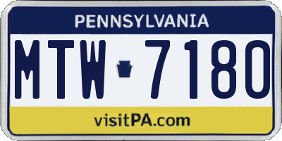PA license plate MTW7180