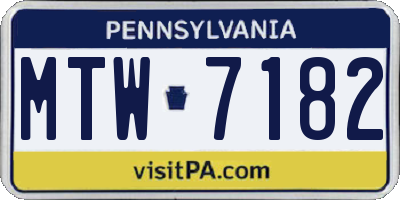 PA license plate MTW7182