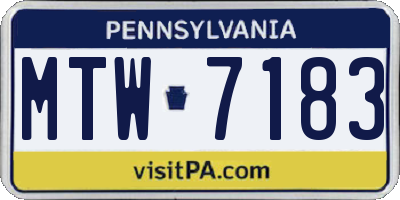 PA license plate MTW7183