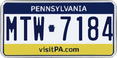 PA license plate MTW7184
