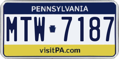 PA license plate MTW7187