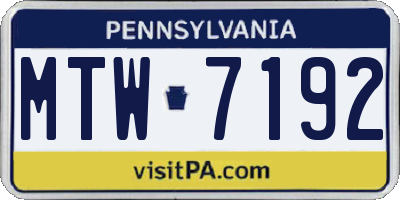 PA license plate MTW7192