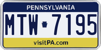 PA license plate MTW7195