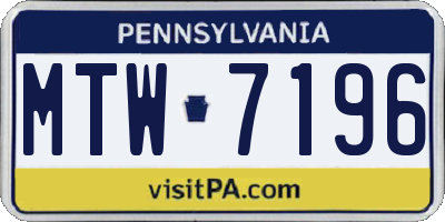 PA license plate MTW7196