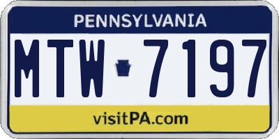 PA license plate MTW7197