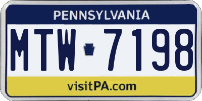 PA license plate MTW7198