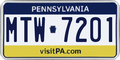 PA license plate MTW7201
