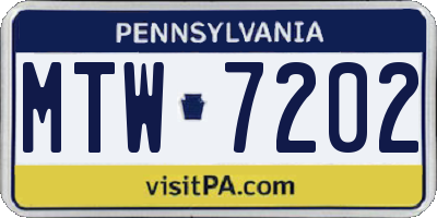 PA license plate MTW7202