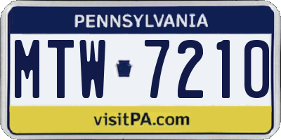 PA license plate MTW7210