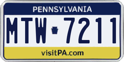 PA license plate MTW7211