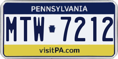 PA license plate MTW7212