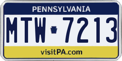 PA license plate MTW7213